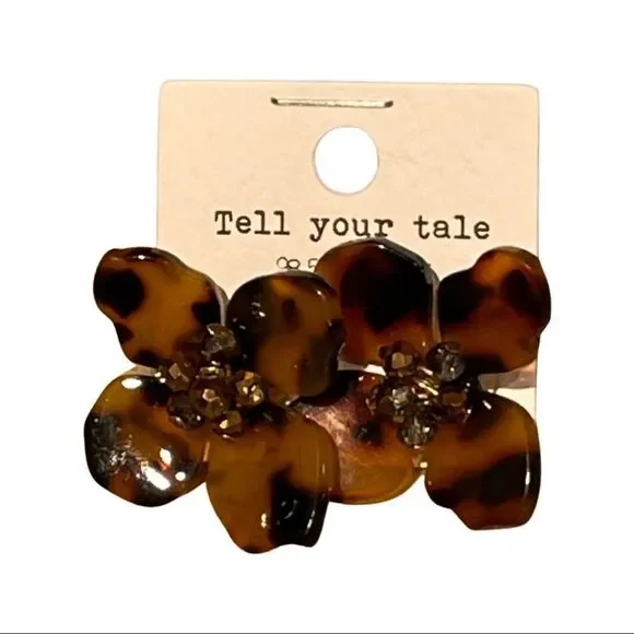 Tell Your Tail lucite flower animal print earrings - NWT - Picture 6 of 6